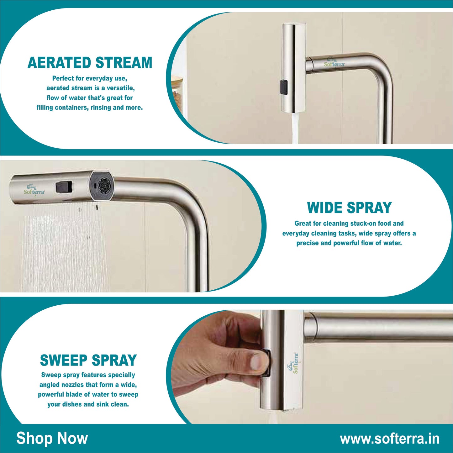 Softerra Hydro360™ – 360° Flexible Faucet Extender & Water-Saving Nozzle