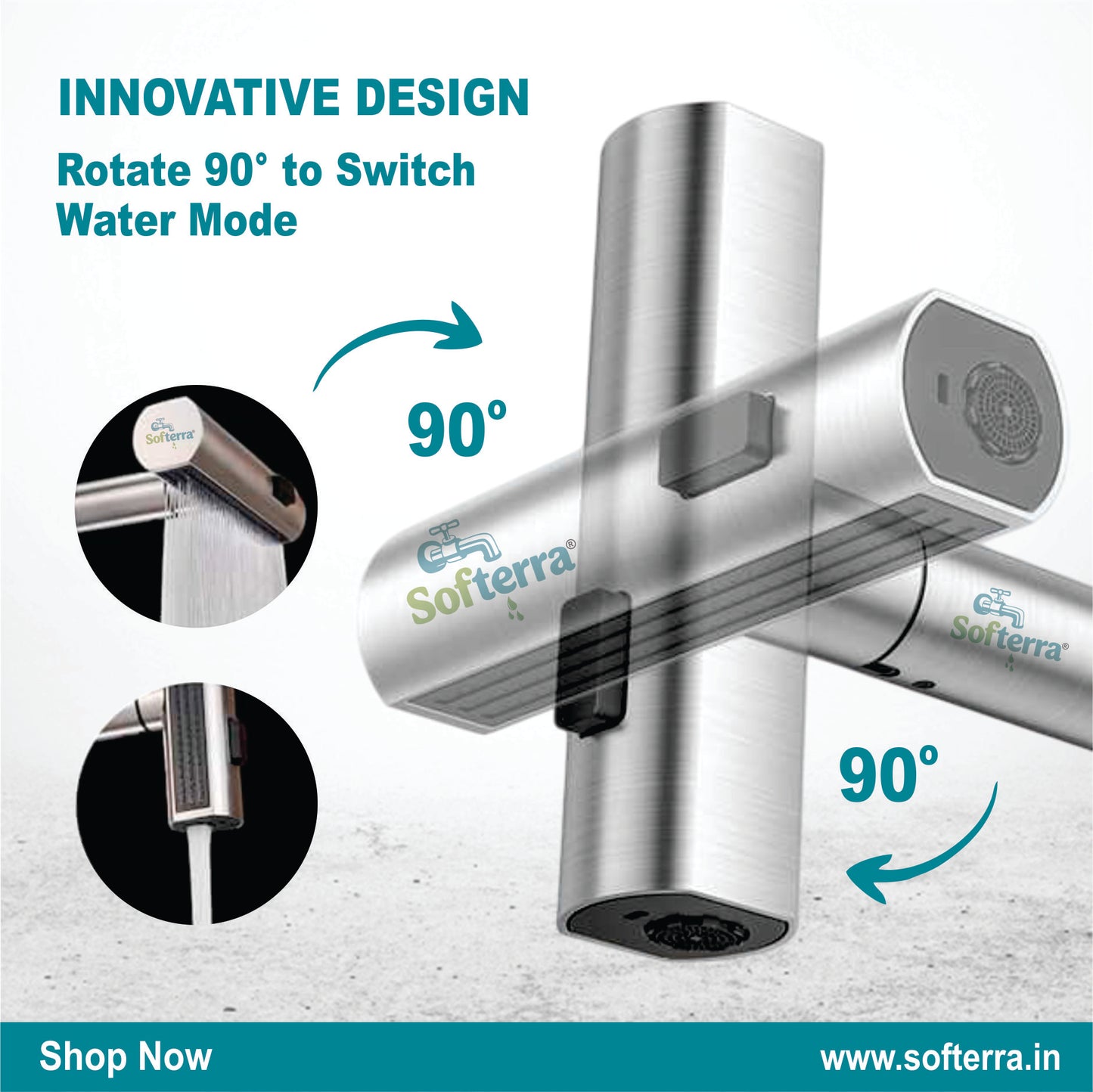Softerra Hydro360™ – 360° Flexible Faucet Extender & Water-Saving Nozzle