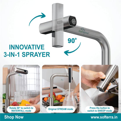 Softerra Hydro360™ – 360° Flexible Faucet Extender & Water-Saving Nozzle