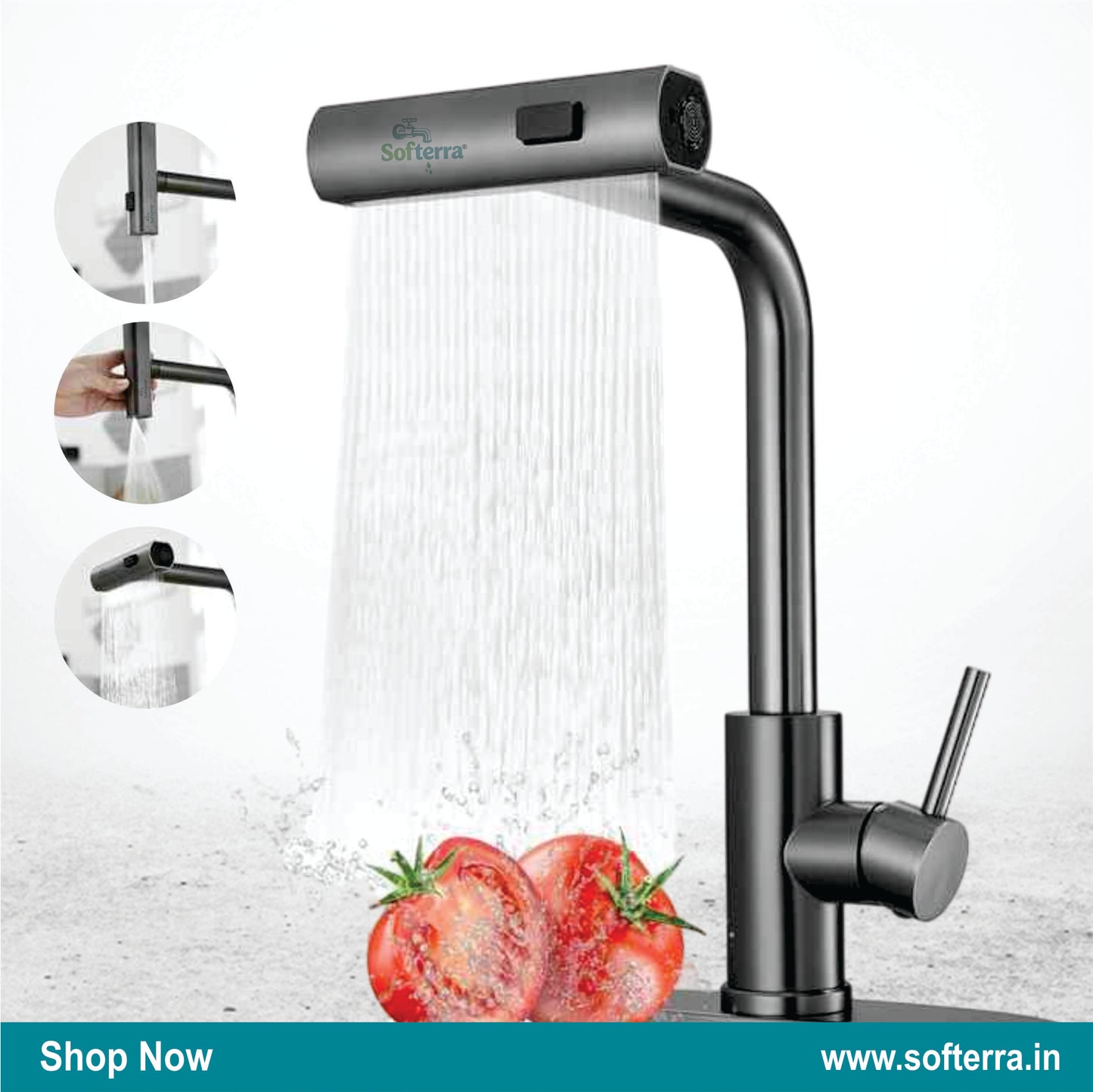 Softerra Hydro360™ – 360° Flexible Faucet Extender & Water-Saving Nozzle